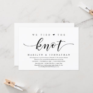 We Tied The Knot, Wedding Elopement Dinner Party Invitation