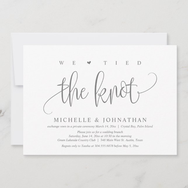 We Tied The Knot, Wedding Elopement Party  Invitat Invitation (Front)