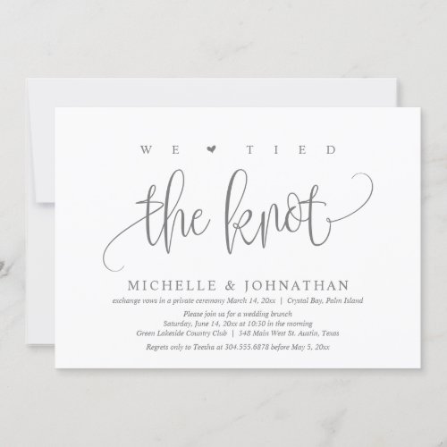 We Tied The Knot Wedding Elopement Party  Invitat Invitation