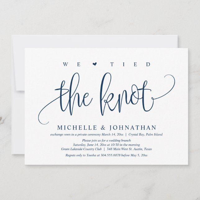 We Tied The Knot, Wedding Elopement Party  Invitat Invitation (Front)