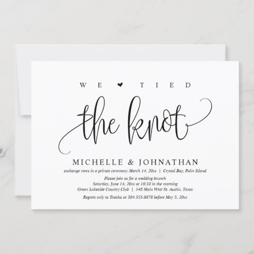 We Tied The Knot Wedding Elopement Party  Invitat Invitation
