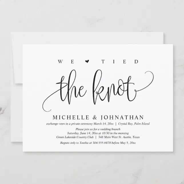 We Tied The Knot, Wedding Elopement Party Invitat Invitation | Zazzle