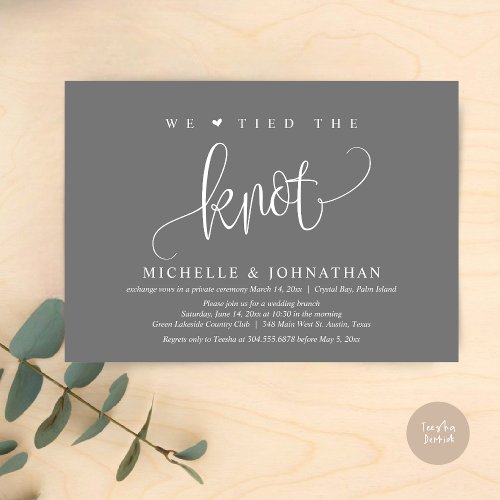 We Tied The Knot Wedding Elopement Party  Invitat Invitation