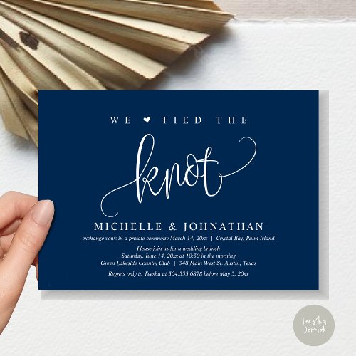 We Tied The Knot Wedding Elopement Party  Invitat Invitation