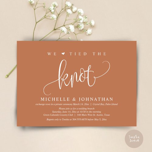 We Tied The Knot Wedding Elopement Party  Invitat Invitation