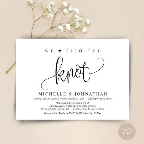 We Tied The Knot Wedding Elopement Party  Invitat Invitation