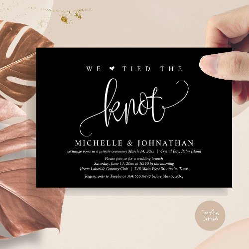 We Tied The Knot Wedding Elopement Party  Invitat Invitation