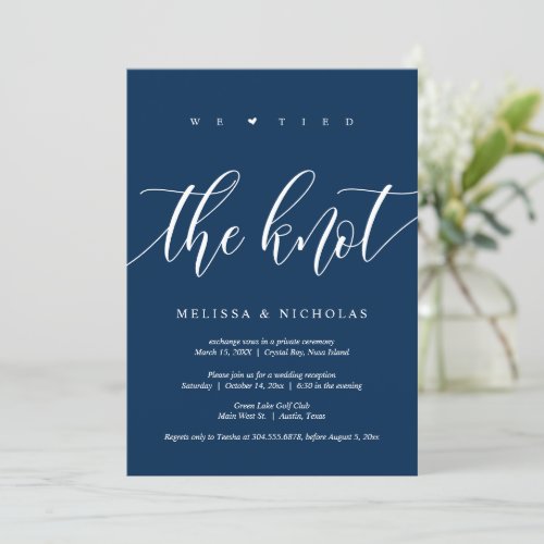 We tied the knot Wedding Elopement Party Invitati Invitation