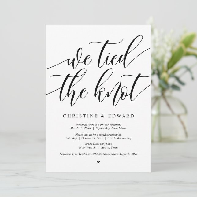 We tied the knot, Wedding Elopement Party Invitati Invitation (Standing Front)