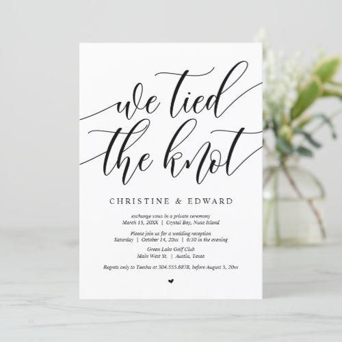 We tied the knot Wedding Elopement Party Invitati Invitation