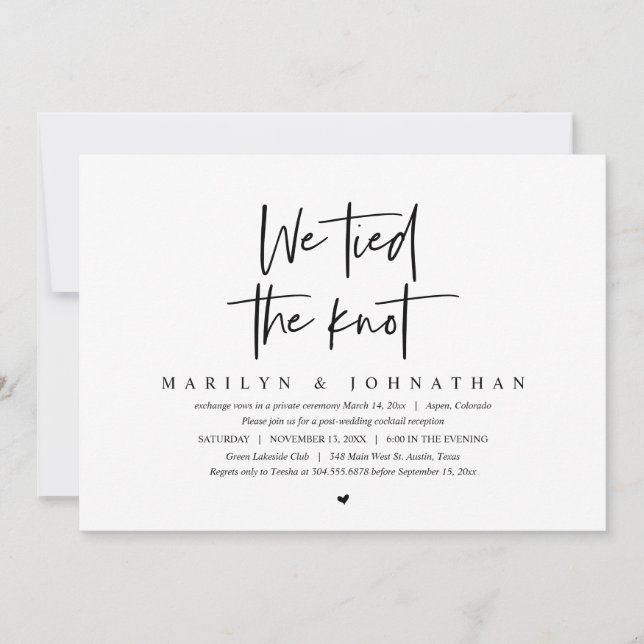 We tied the knot, Wedding Elopement Party Invitati Invitation (Front)