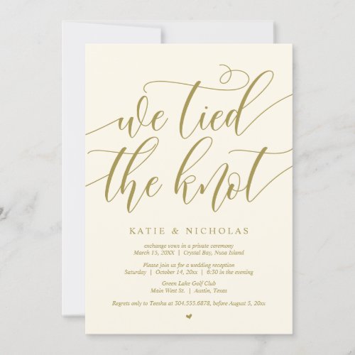 We tied the knot Wedding Elopement Party Invitation