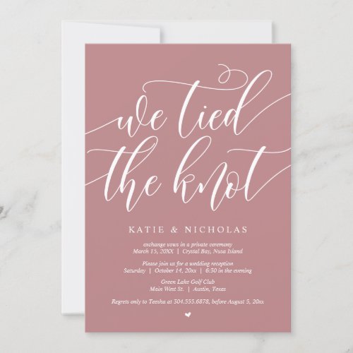 We tied the knot Wedding Elopement Party Invitation