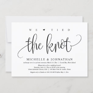 We Tied The Knot, Wedding Elopement Party Invitation