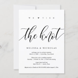 We tied the knot, Wedding Elopement Party Invitation
