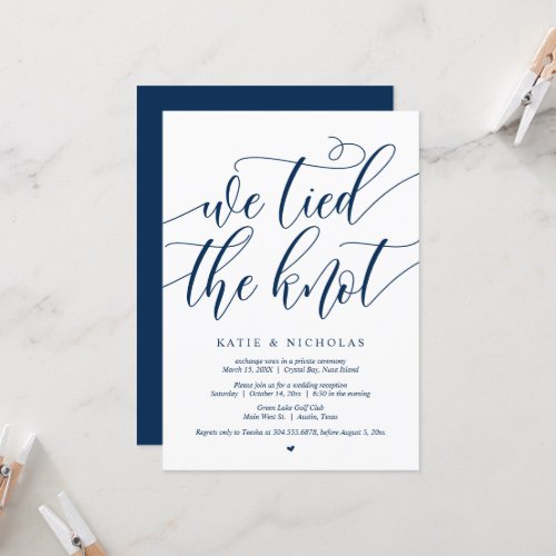 We tied the knot Wedding Elopement Party Invitation