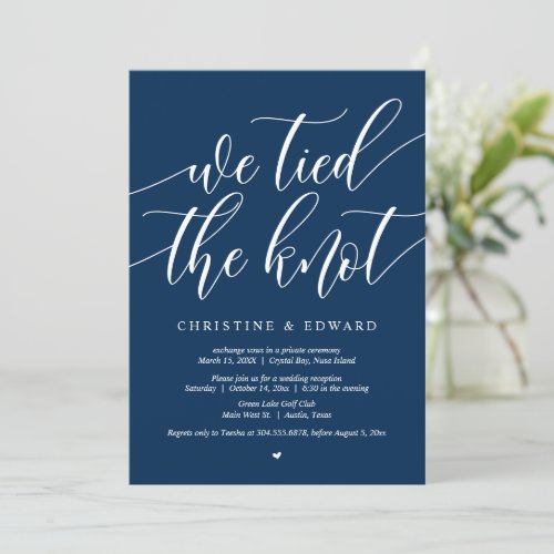 We tied the knot Wedding Elopement Party Invitation