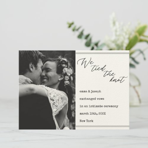 We tied the knot Wedding News elegant classic Announcement