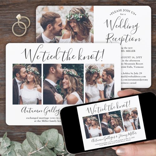 We Tied the Knot Wedding Reception 4 Photo Collage Invitation