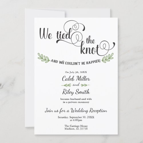 We Tied the Knot Wedding Reception Invitation