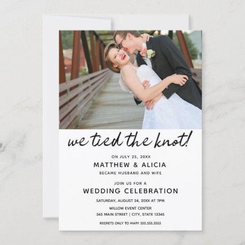 We Tied the Knot Wedding Reception Invitation