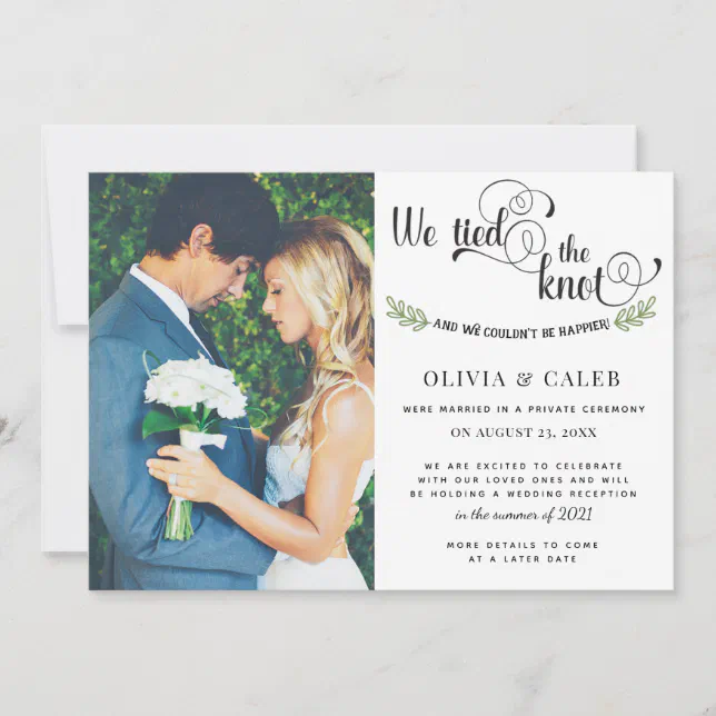 We tied the knot Wedding Reception Invitation Zazzle