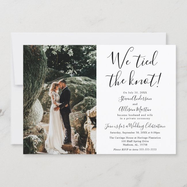 We tied the Knot Wedding Reception Invitation