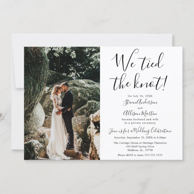 We tied the Knot Wedding Reception Invitation (Front)