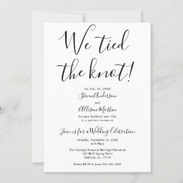 We tied the Knot Wedding Reception Invitation