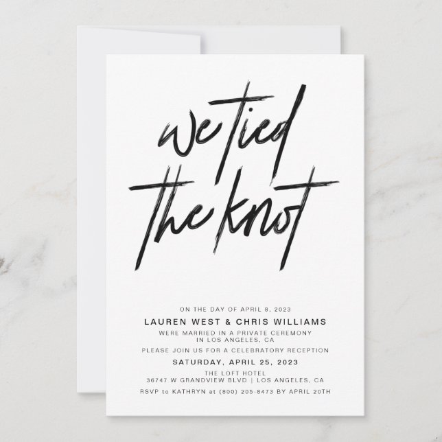 We Tied the Knot Wedding Reception Invitation (Front)