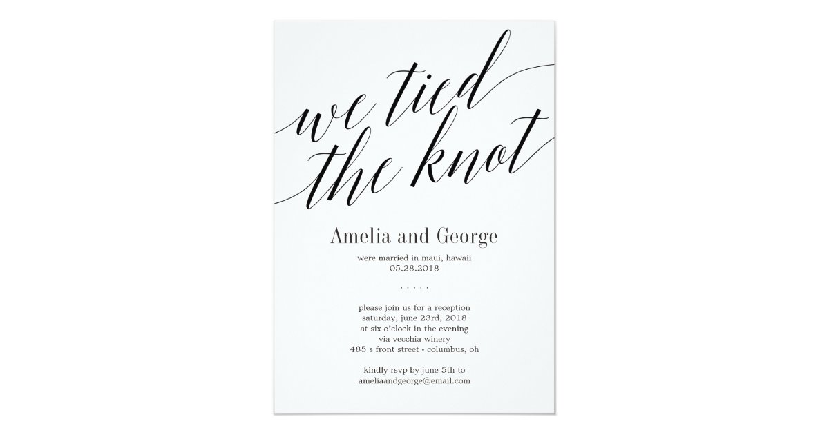 We Tied The Knot Wedding Reception Modern Script Invitation | Zazzle.com