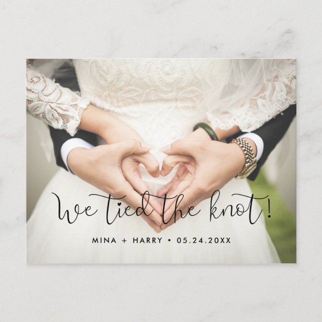We tied the knot Whimsical wedding photo Postcard (Front)