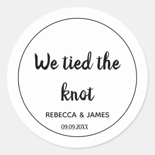 We tied the knot White Wedding Classic Round Sticker