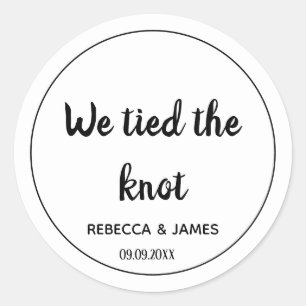 We tied the knot White Wedding Classic Round Sticker