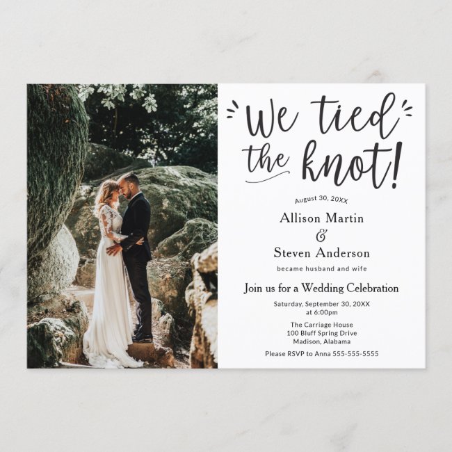 We tied the Knot with Photo Wedding Reception Invitation