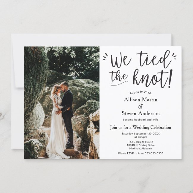 We tied the Knot with Photo Wedding Reception Invitation