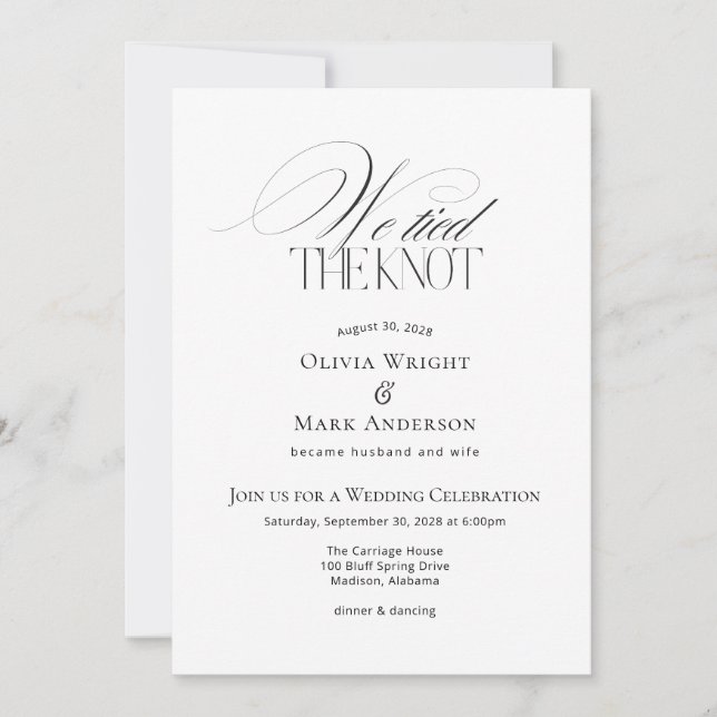 We tied the Knot with Photo Wedding Reception Invitation (Front)