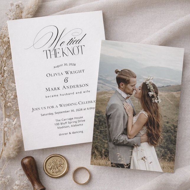 We tied the Knot with Photo Wedding Reception Invitation (Creator Uploaded)