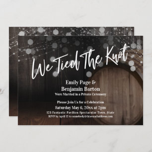 We Tied the Knot Wood Barrel & Lights Invitation
