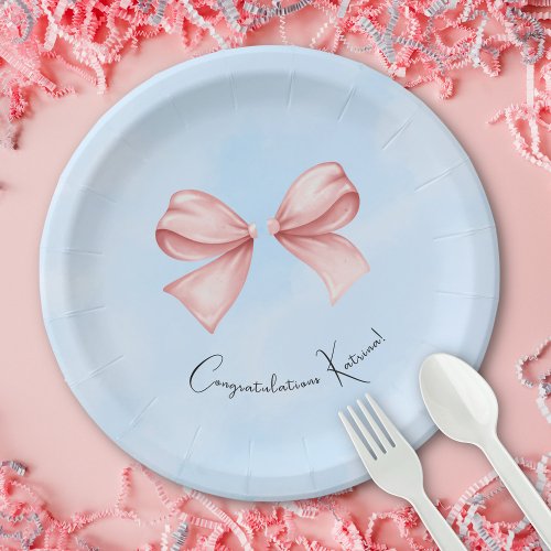 We Untied The Knot Pink Ribbon Divorce Party Paper Plates