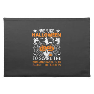We Use Halloween Scare Ghost Pumpkins Witch Spider Cloth Placemat