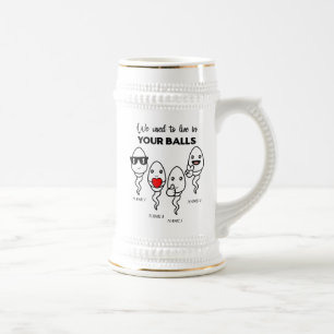 We Used To Live In Your Balls, Custom Name Dad Beer Stein