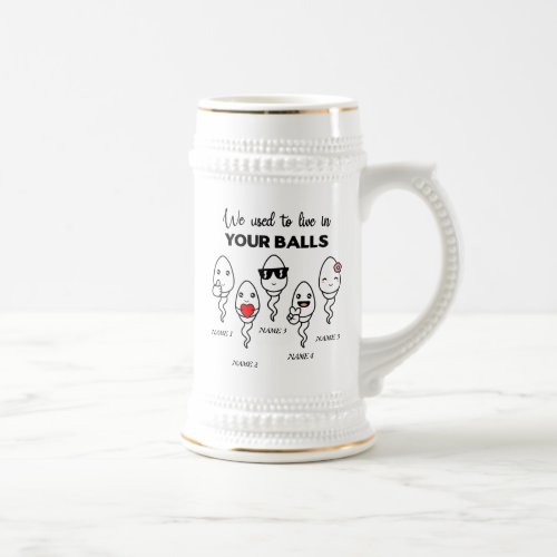 We Used To Live In Your Balls Custom Name Dad Beer Stein