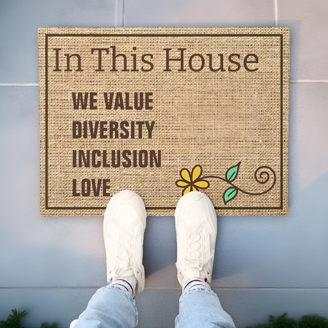 We Value Love In This House Burlap Welcome Doormat (Creator Uploaded)
