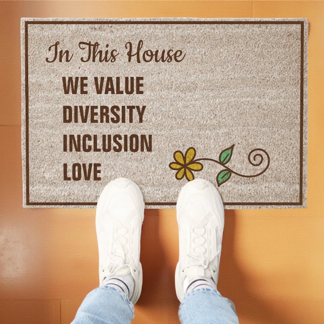 We Value Love In This House Custom Welcome Coir Fiber Doormat (Creator Uploaded)
