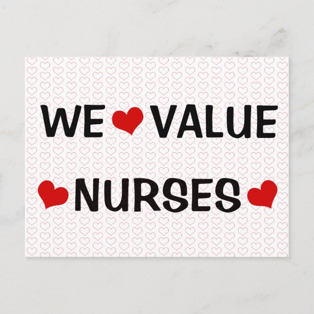 We Value Nurses Hearts Horizontal    Postcard (Front)
