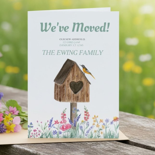 We’ve Moved Announcement Birdhouse Watercolor  (Creator Uploaded)