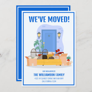 We’ve Moved Blue Front Door Cute Moving Announcement