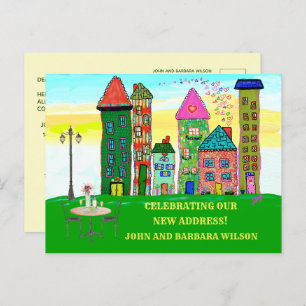We’ve Moved Budget City Apartment Houses Moving Announcement Postcard