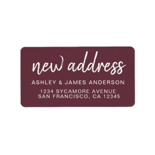 We’ve Moved Burgundy New Address Label